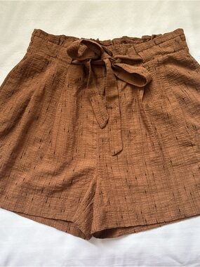 Women's Brown Tie-Waist Shorts